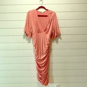 Kiyonna pink ruched cocktail dress